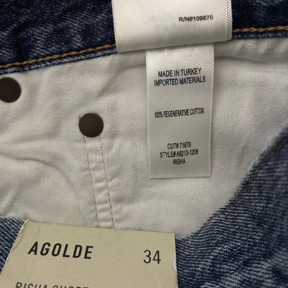 NEW AGOLDE Risha Low-rise Denim Bermuda Shorts in Alter Button Fly - Size 34 - Picture 9 of 9
